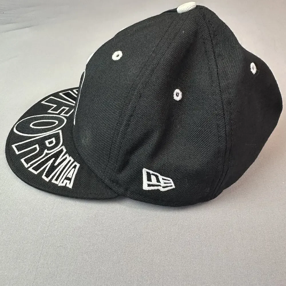 New Era California Angels Hat Cap Fitted Mens 6 7/8 Black MLB Cooperstown